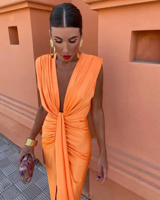 Pleated Maxi Party Dress