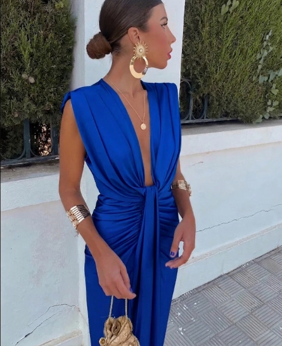 Pleated Maxi Party Dress