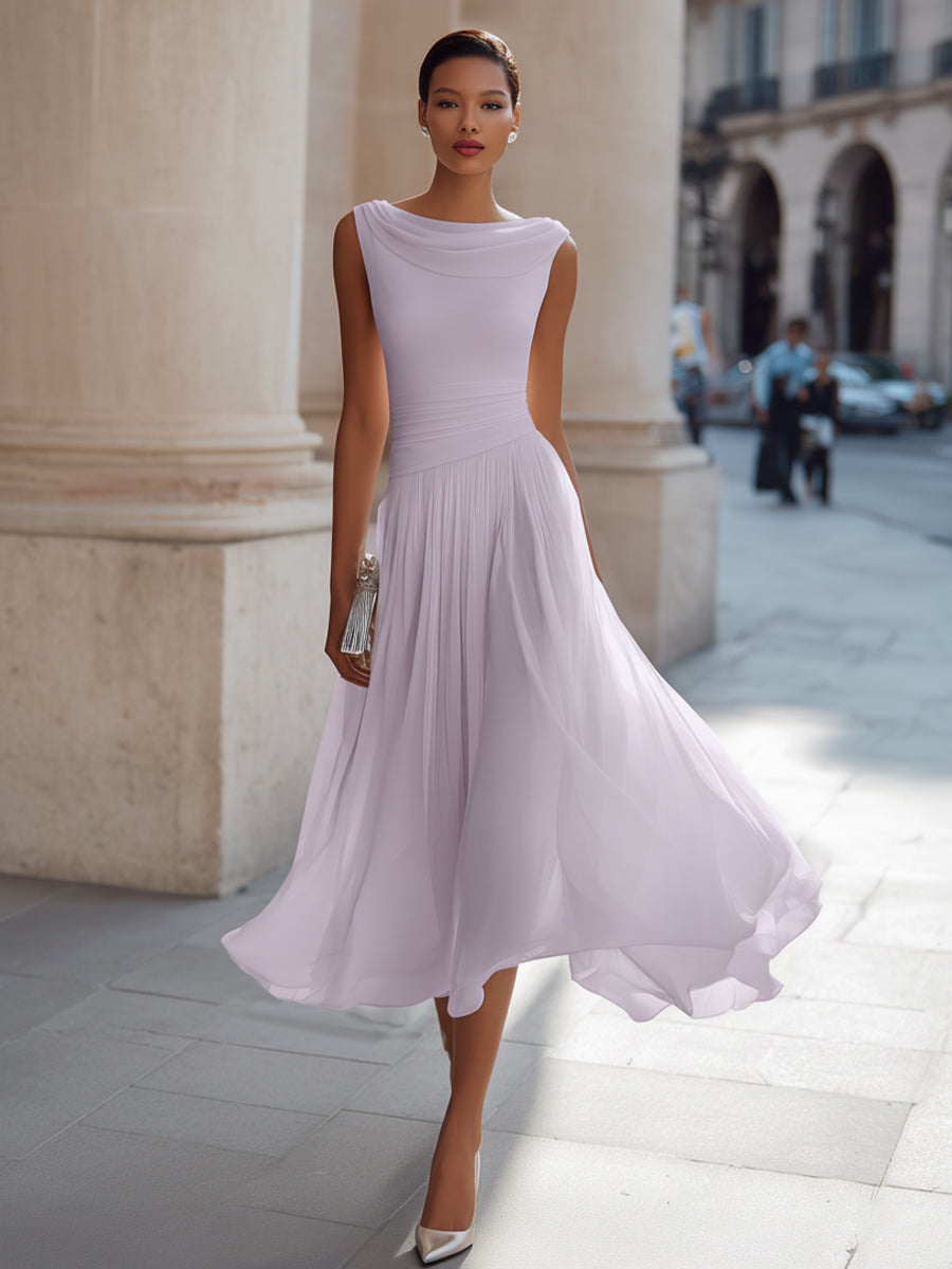 Pleated Midi Wedding Guest Dress