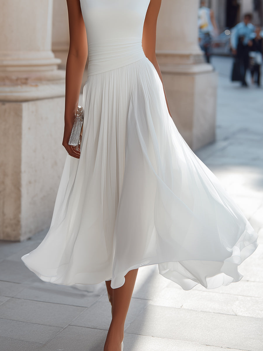 Pleated Midi Wedding Guest Dress