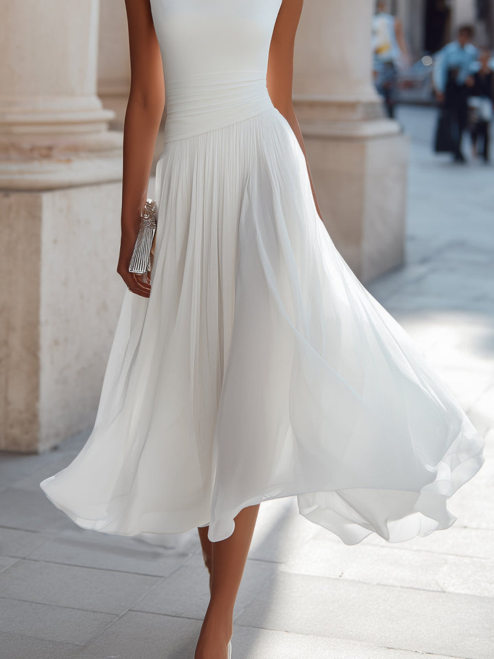 Pleated Midi Wedding Guest Dress