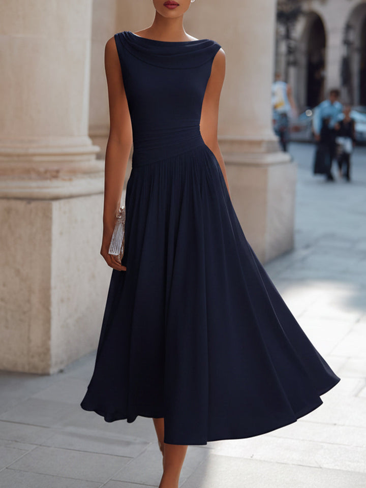 Pleated Midi Wedding Guest Dress