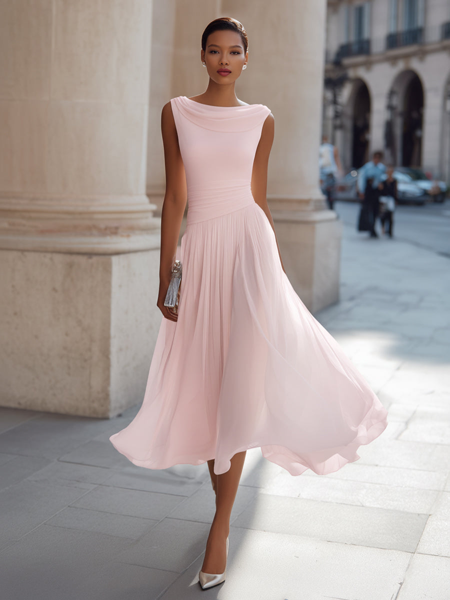 Pleated Midi Wedding Guest Dress
