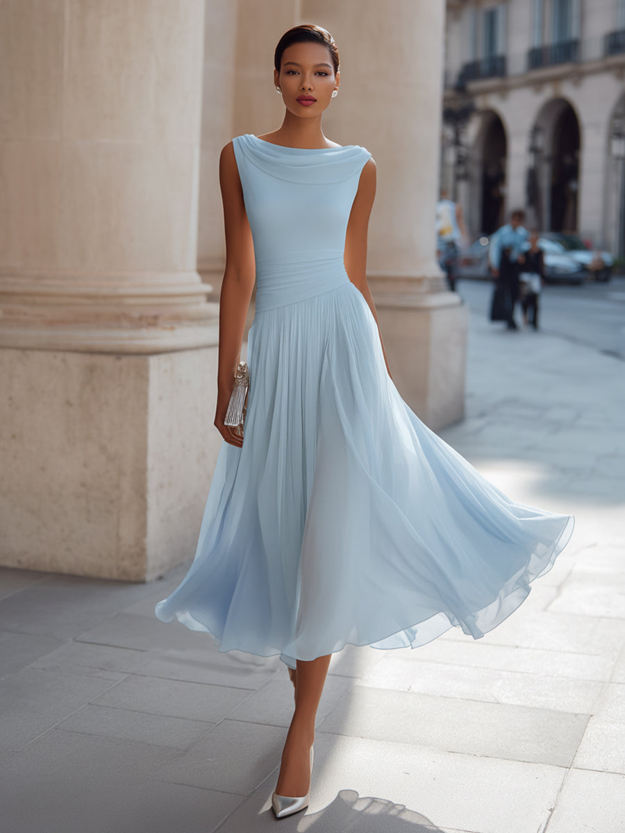 Pleated Midi Wedding Guest Dress