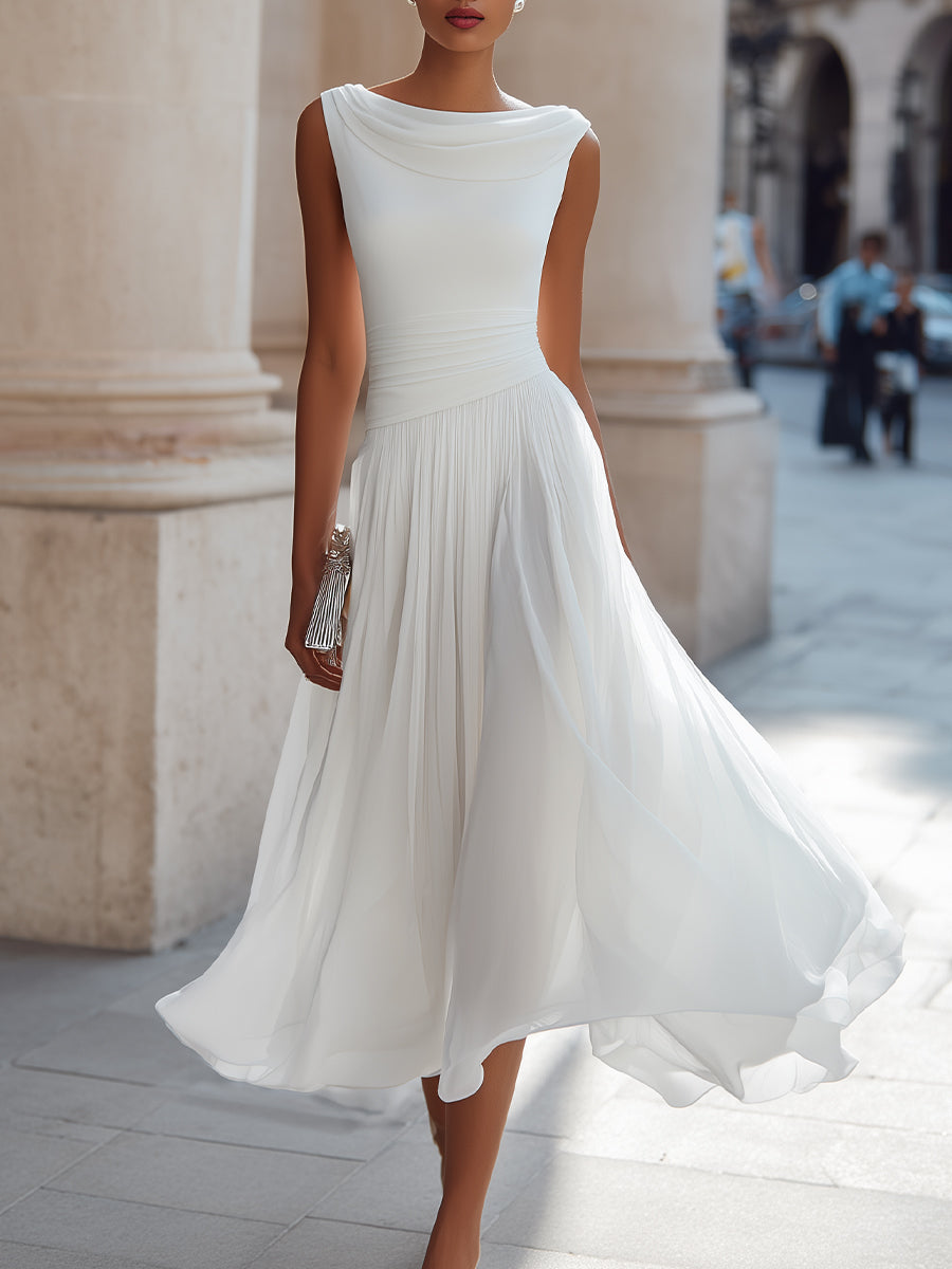 Pleated Midi Wedding Guest Dress