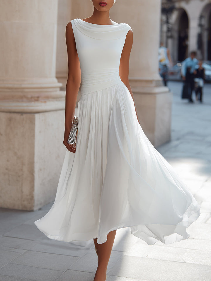 Pleated Midi Wedding Guest Dress