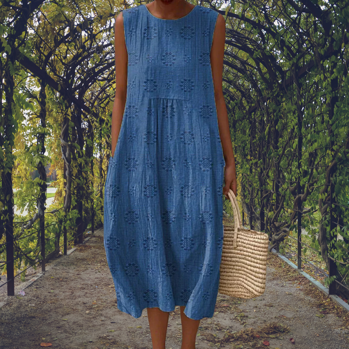 Polka-Dot Ruched Midi Dress