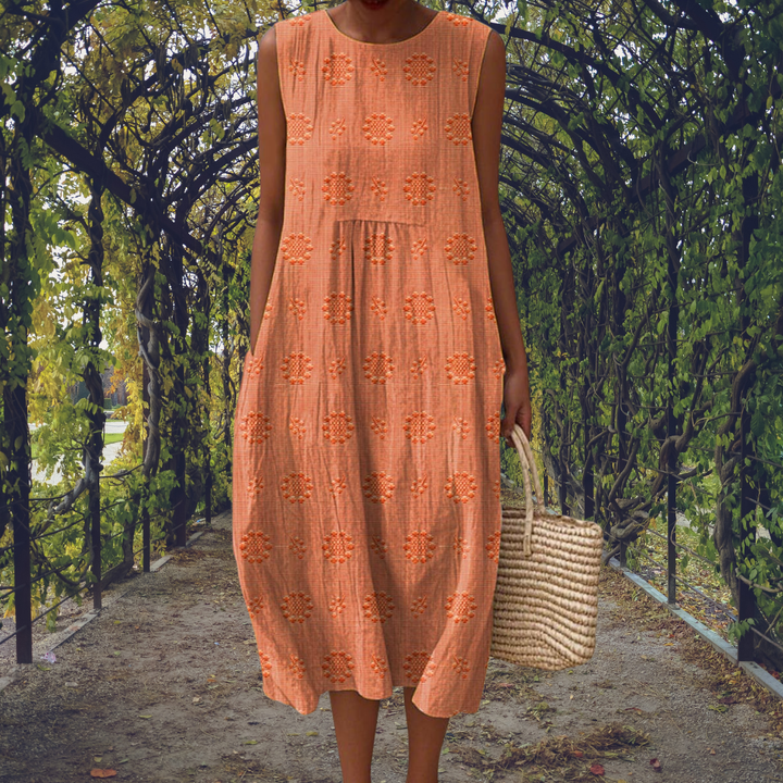 Polka-Dot Ruched Midi Dress