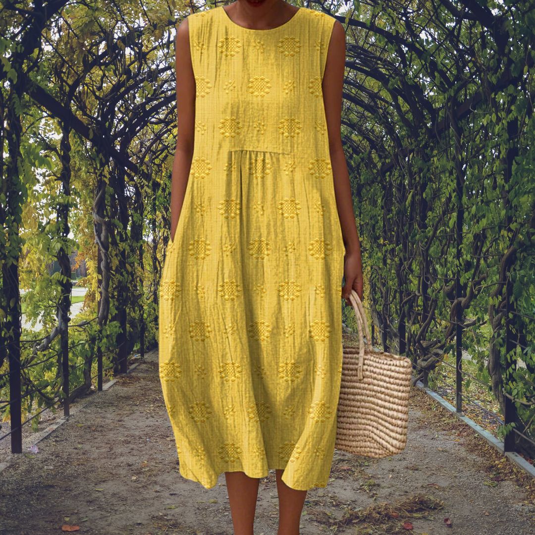 Polka-Dot Ruched Midi Dress