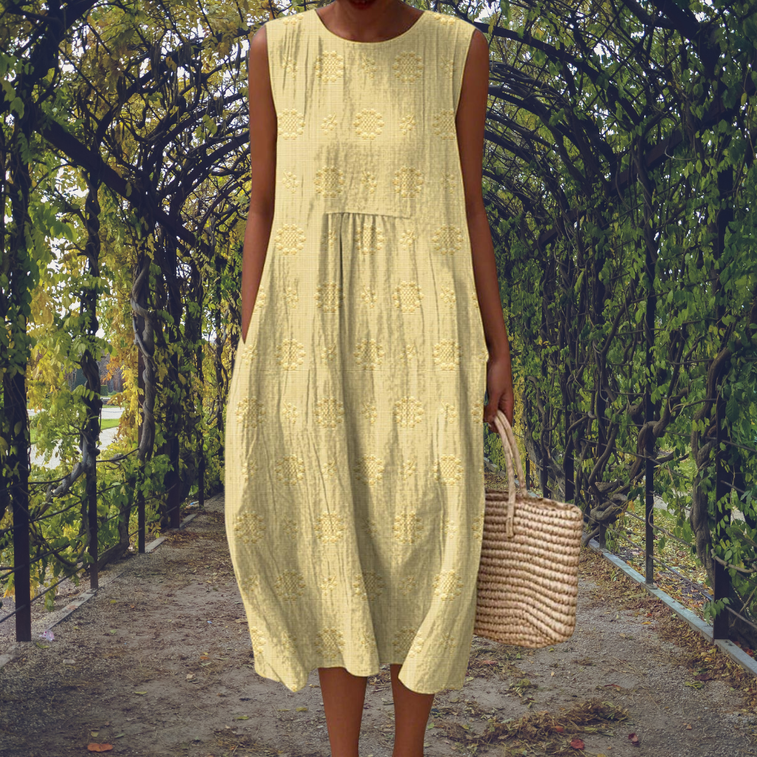 Polka-Dot Ruched Midi Dress