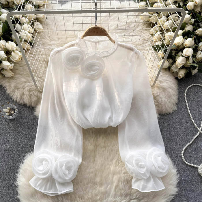 Ruched Blouse with High Neckline