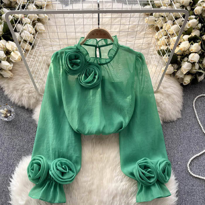 Ruched Blouse with High Neckline