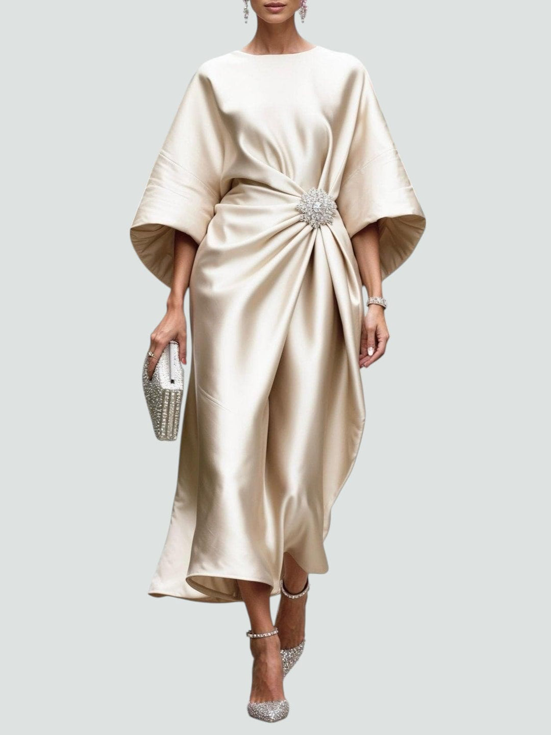 Ruched Midi Party Dress
