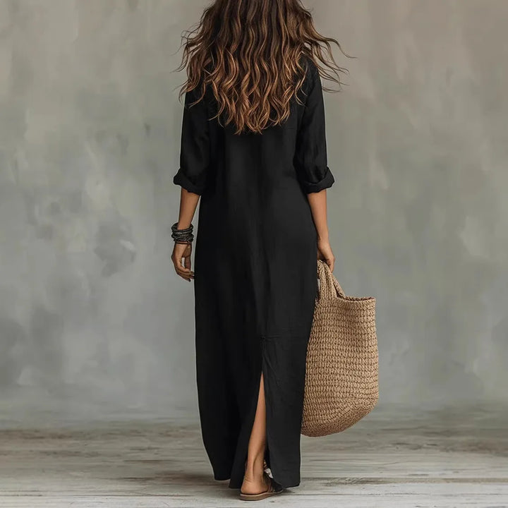 Shirt Dress with Three-Quarter Sleeves