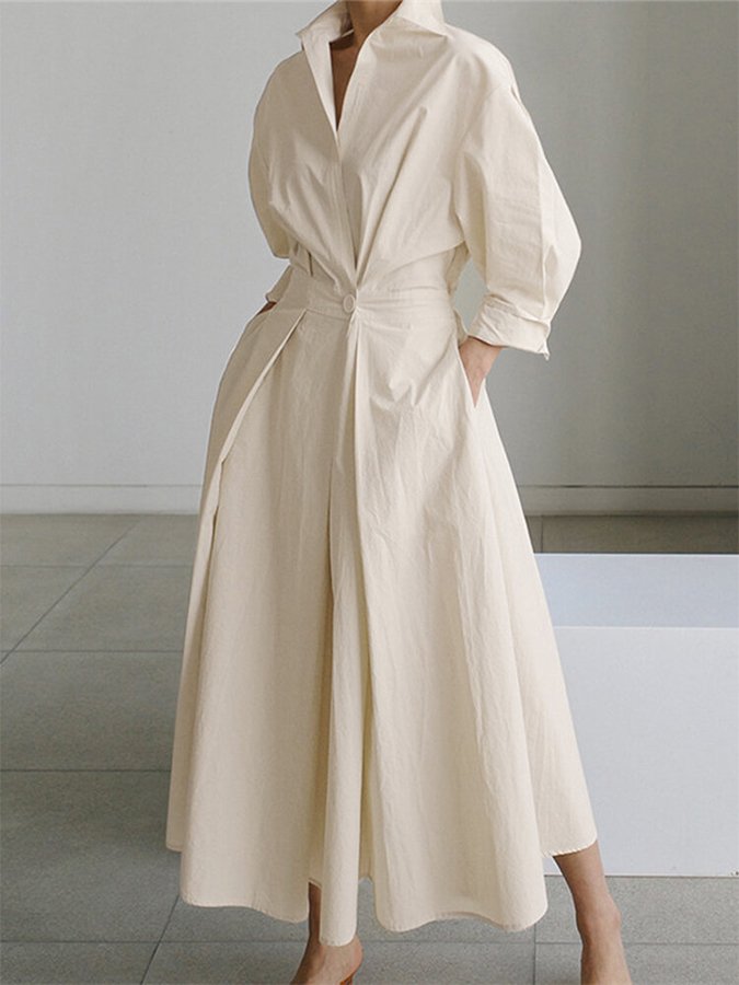Shirt Button-Front Belted Maxi Dress