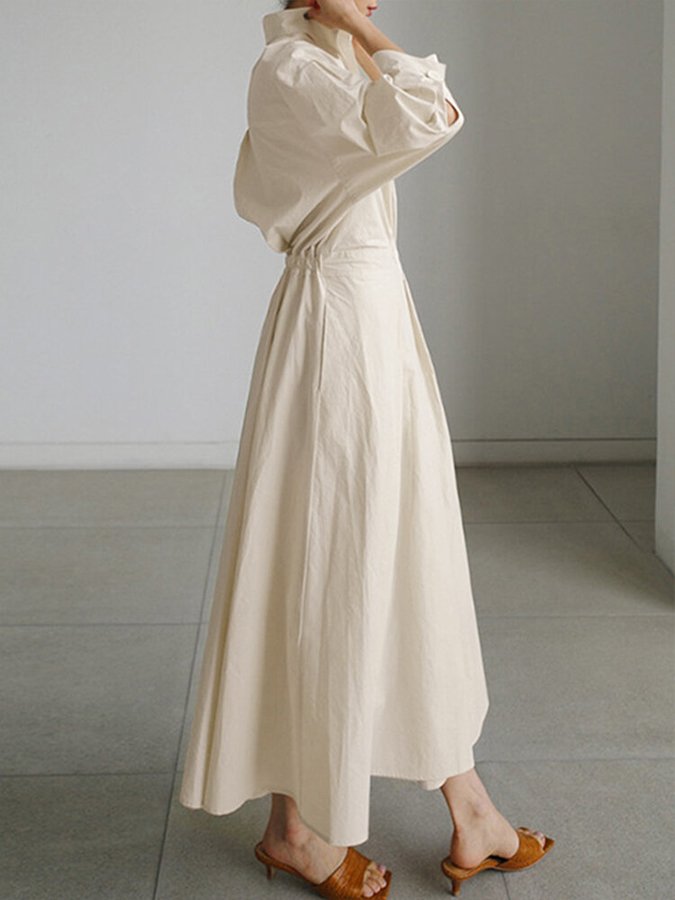 Shirt Button-Front Belted Maxi Dress