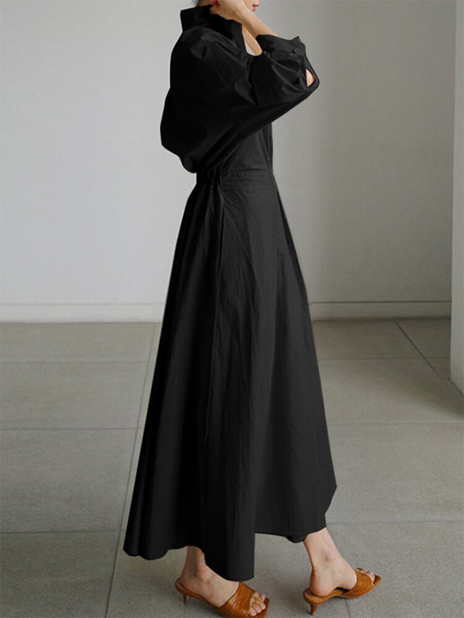 Shirt Button-Front Belted Maxi Dress
