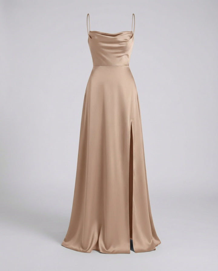 Slit Maxi Dress with Spaghetti Straps
