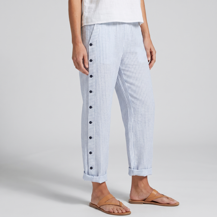 Stripe Panel Button Detail Trousers