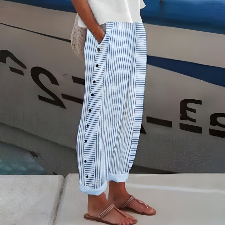 Stripe Panel Button Detail Trousers