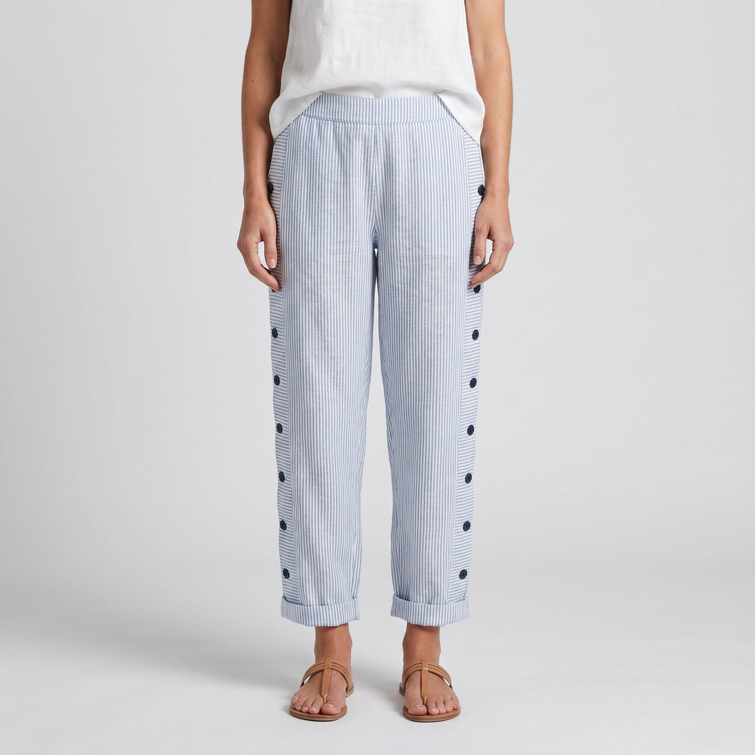 Stripe Panel Button Detail Trousers