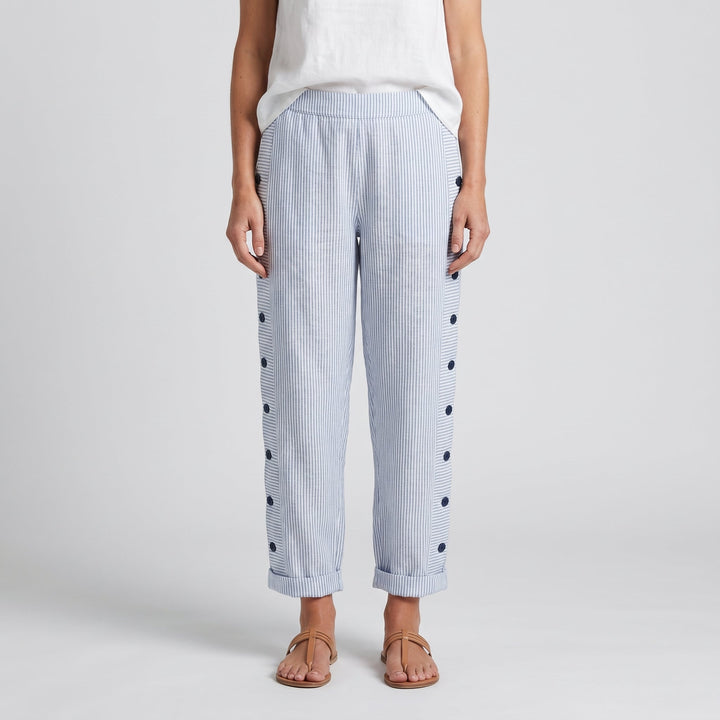 Stripe Panel Button Detail Trousers