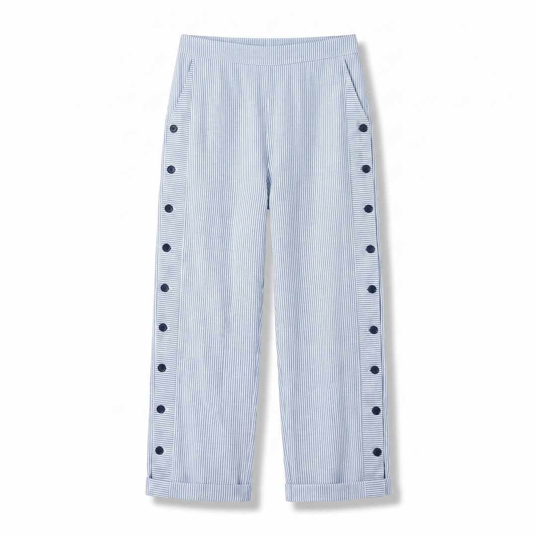 Stripe Panel Button Detail Trousers