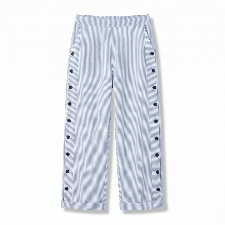 Stripe Panel Button Detail Trousers