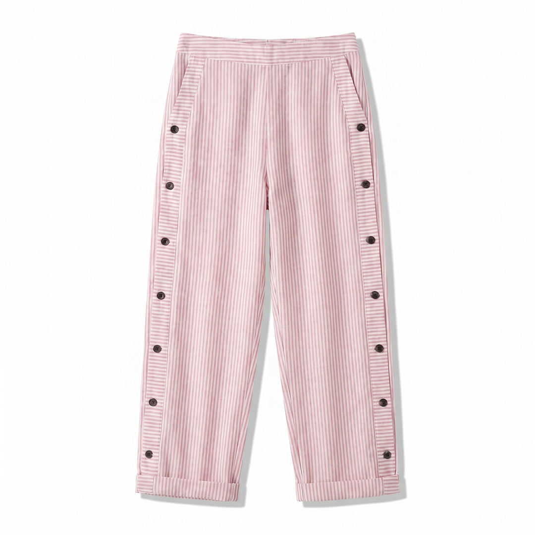 Stripe Panel Button Detail Trousers