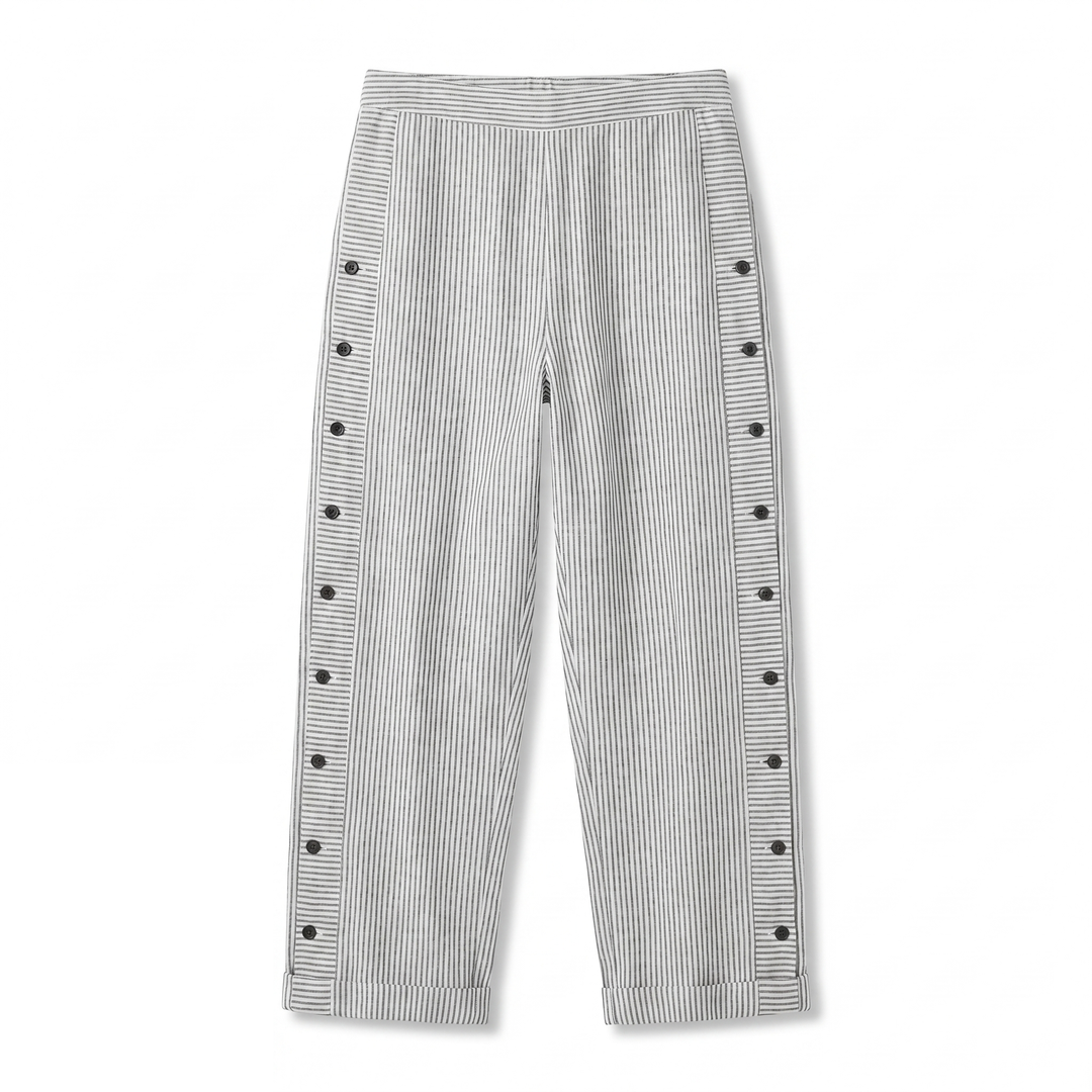 Stripe Panel Button Detail Trousers