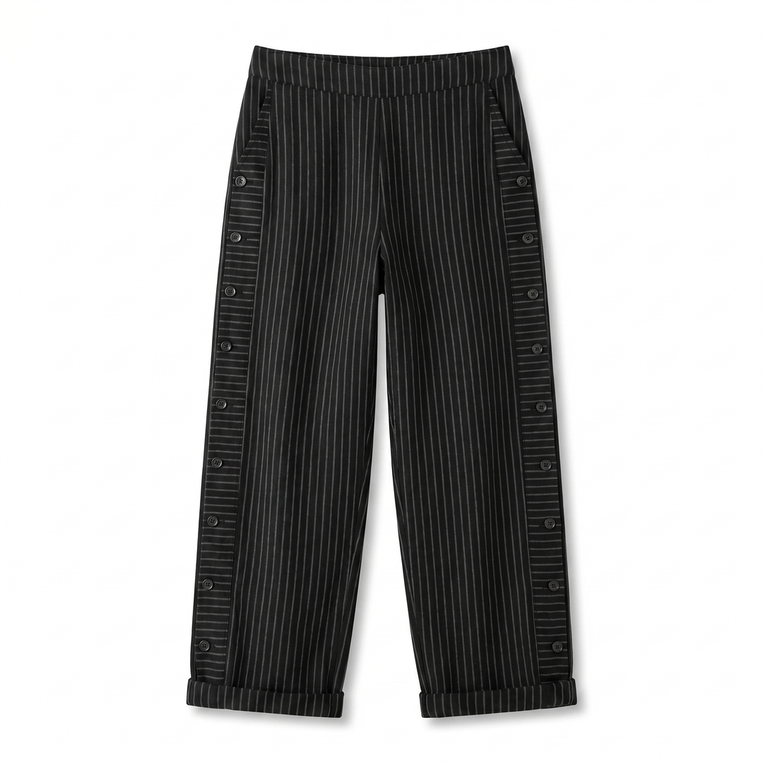 Stripe Panel Button Detail Trousers