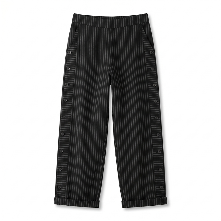 Stripe Panel Button Detail Trousers