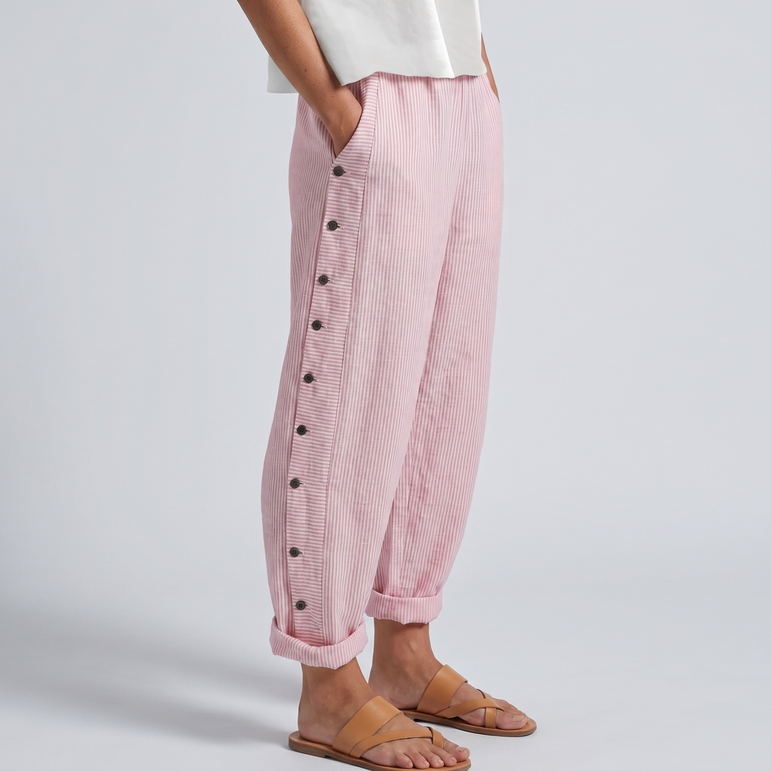Stripe Panel Button Detail Trousers