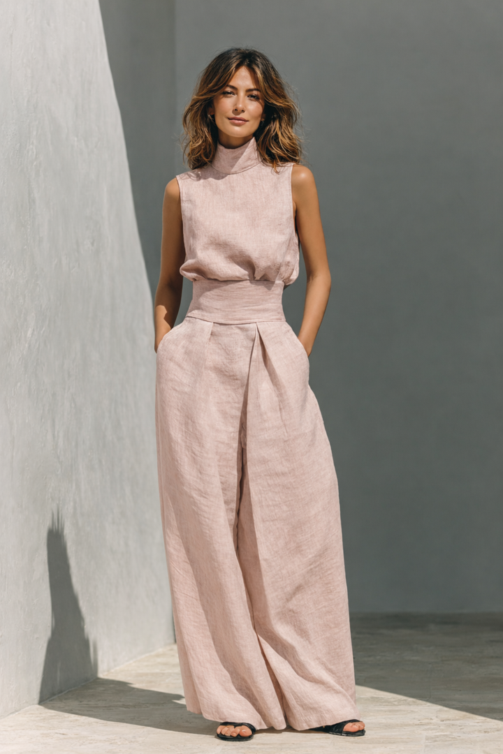 Stylish Sleeveless and Wide Leg Trouser Set