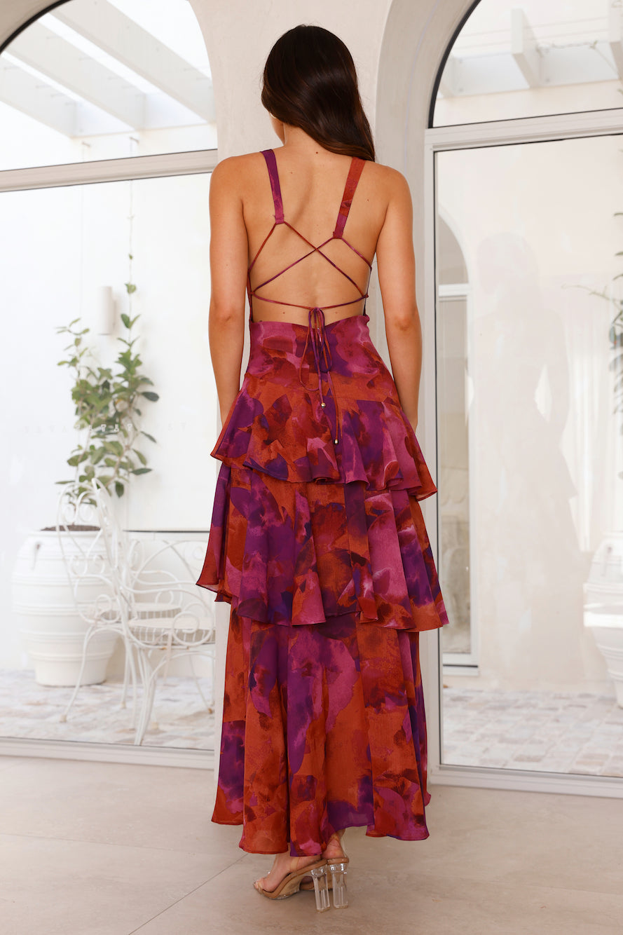 Tiered Ruffle Maxi Dress with V-Neck