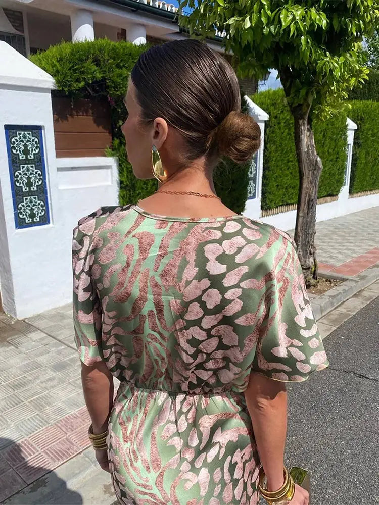 Twist-Front Dress with Short Sleeves