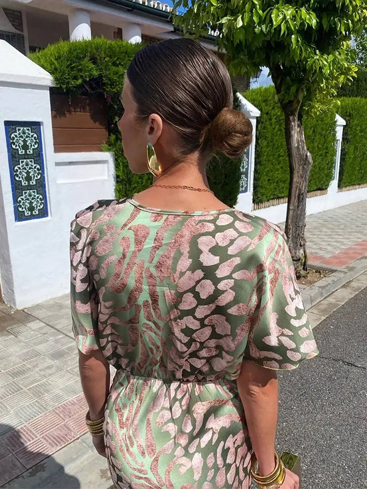 Twist-Front Dress with Short Sleeves