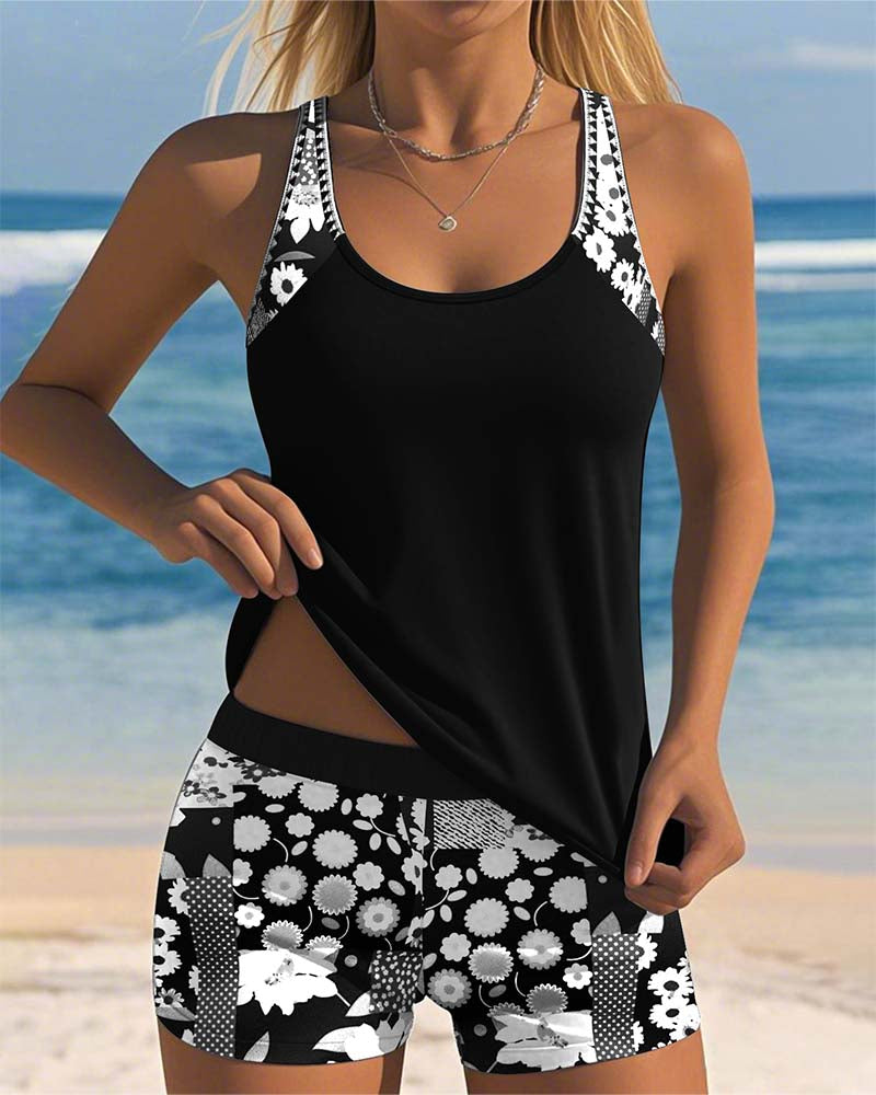 Twist-Front Tankini Set