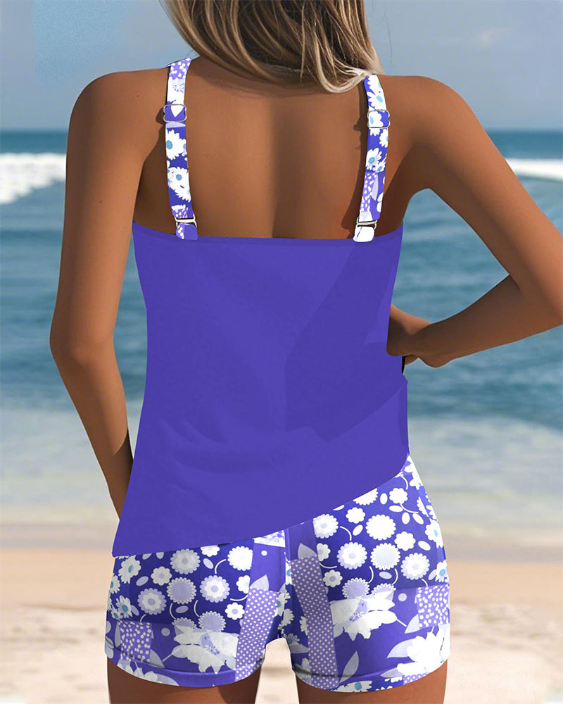 Twist-Front Tankini Set