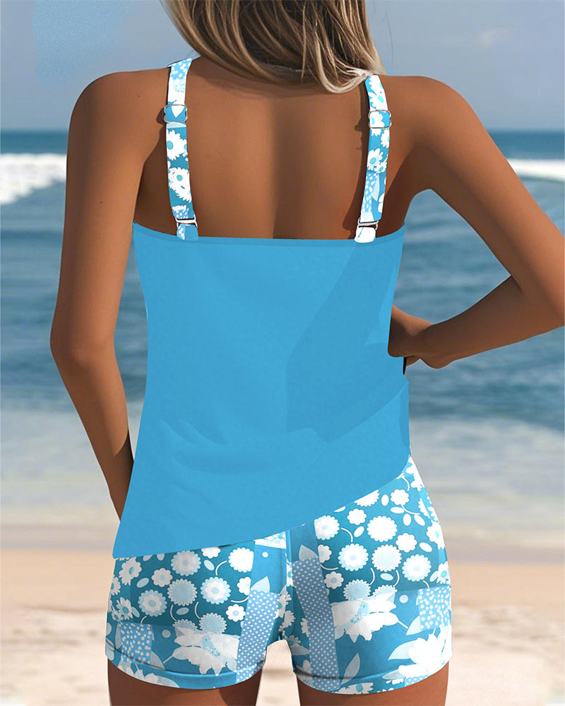 Twist-Front Tankini Set