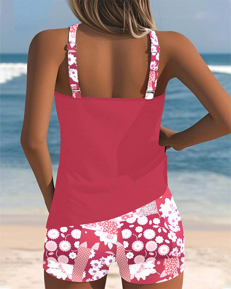 Two Piece Swimsuit with Comfortable Fit and Floral Beach Style