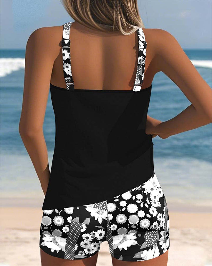 Two Piece Swimsuit with Comfortable Fit and Floral Beach Style
