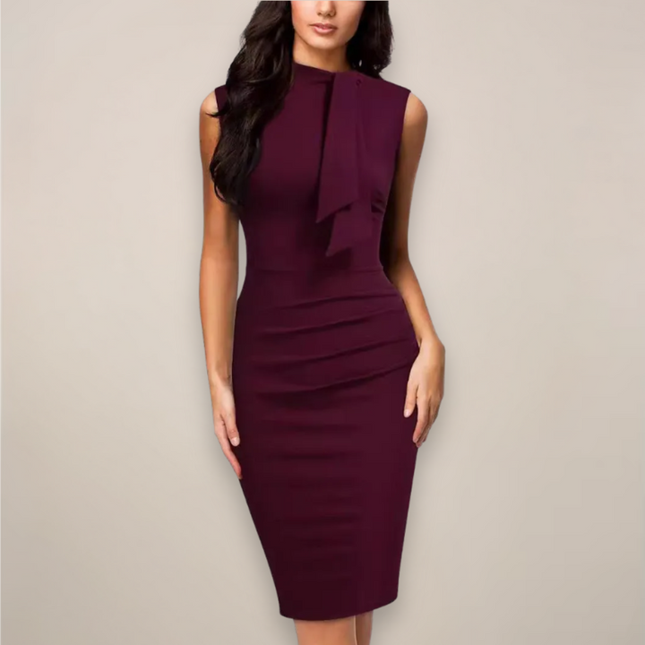 Wrap Midi Dress with V-Neck